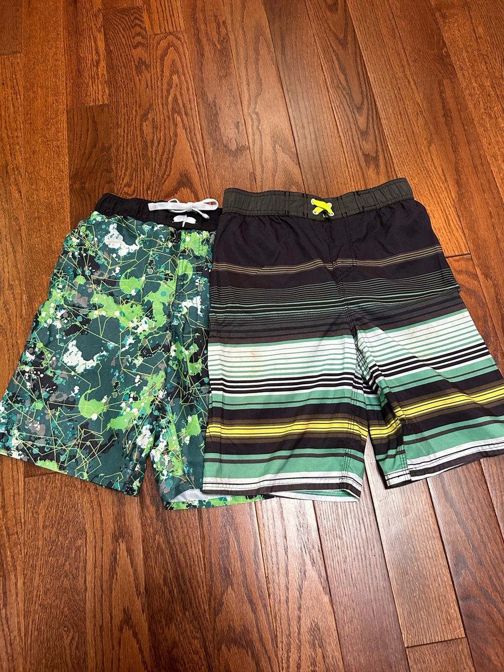 Joe Boxer Swim Trunks Bundle 2 pairs size L(10/12) Green Black Grey